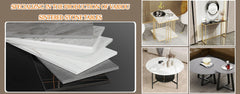 LUVODI Modern Set of 2 Living Room Round Center Table Furniture Marble Sofa Side Nesting Coffee Table with Metal Legs
