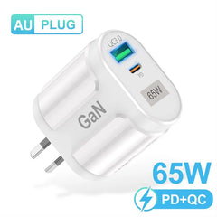USLION 65W GaN USB C Charger Quick Charge Korea EU US Plug PD USB-C TypeC Fast USB Charger For iPhone 14 Xiaomi Samsung Macbook