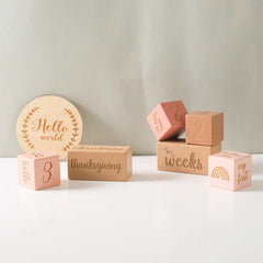 Baby Wooden Milestone Blocks 0-12 Months Newborn Birth Grow up High Quality Commemorate Props Infant Photography Accessoriees