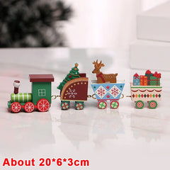 Wooden Train Christmas Ornaments Santa Cake Decoration Merry Christmas Navidad New Year Party Table Decoration Kids Gifts Toys