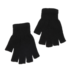 1pair Black Short Half Finger Fingerless Knit Wrist Glove Winter Warm Stretch Work Gloves for Women and Men Cycling Accessories