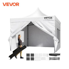VEVOR 10x10 FT Pop up Canopy with Removable Sidewalls Portable Gazebo & Wheeled Bag UV Resistant Waterproof Tent for Patio