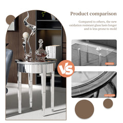 Mirrored Side End Table with Geometric Legs, Modern Furniture for Hallway, Living Room and Bedroom
