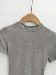 2024 New High Quality Casual T shirt Sexy Slim Short Sleeves Fashion Trend Solid Women Clothing y2k Tops