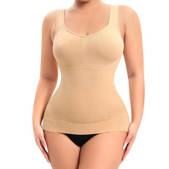 Qtree Women Tummy Control Shapewear Classic 2-IN-1 with Padded Bra High Elastic Strench Vest Body Shaper Slim Up Lift Corset