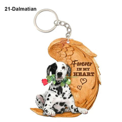 Dog Memorial Keychain - Forever In My Heart Angel Pendant Pet Jewelry Gift