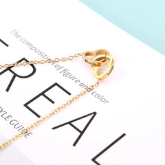 2024 New Valentine's Day Gift Custom for Women Double Heart Engraved Name Steel Necklace Eternal Rose Box Wedding Ring Box