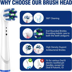 4/8PCS Replacement Brush Heads for Oral B Electric Toothbrushes Floss Cross Action 3D Pro White Precision Standard Daily Clean