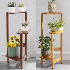 3 Tier Bamboo Corner Plant Stand - Indoor Flower Pot Shelf Display Holder for Home Garden