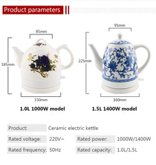1.5L Electric Ceramic Kettle Water Boiler Water Heating Device Teapot Porcelain Kettle Automatic Power Off 220V Anti-dry burning