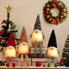 1~4pcs 2024 Christmas Doll Elf Knitted Gnome with Led Night Light Christmas Decorations for Home Xmas Navidad New Year 2025 Gift