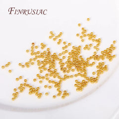 18K Gold Plated Separators For Bead,Spacers Beads For Jewelry Making,Brass Metal Round Beads,DIY Bracelets/Necklace Accessories