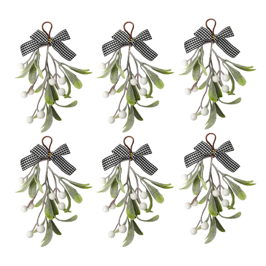 6pcs artificial Christmas Mistletoe hanging ornament Artificial green plant home decoration berry hanging ornament