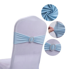 10pcs High-end Hotel Wedding Decoration Butterfly Knot Backrest Flower Spandex Chair Ribbon Chair Cover Elastic Strap
