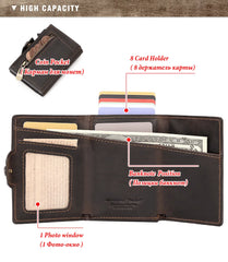 Anti-scan Magnet Credit Card Holder Wallet Genuine Leather Automatic Pop Out Aluminum Smart Wallets Luxury AirTag Purse Set