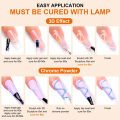 3pcs 3D Nail Art Gel - DIY Designs,Waterproof Sculpting gel,Waterproof Nail Art Design Gel for Intricate Carvings & Shapes 10ml