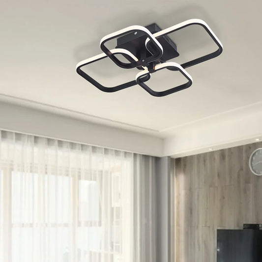 KOMORE Contemporary LED Energy-efficient Semi Flush Ceiling Light, White / Stepless Dimming