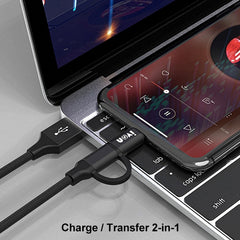 IVON CA52 2.4A USB to Type-C + Micro USB 2 in 1 Charging Sync Data Cable, Length: 1m, Type-C + Micro USB