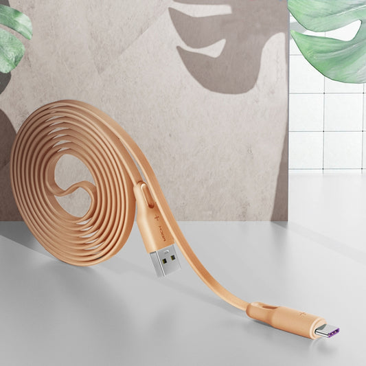 ROCK S1 5V / 2.4A USB-C / Type-C Charging + Data Synchronization TPE Flat Shape Data Cable, Cable Length: 1m