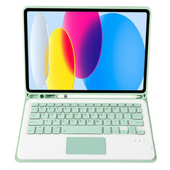 For iPad 11 2025 / 10th Gen 10.9 2022 A10B-A Lambskin Texture Bluetooth Touch Keyboard Leather Tablet Case with Pen Slot, A10B-A