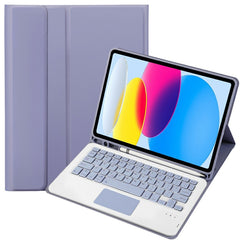 For iPad 11 2025 / 10th Gen 10.9 2022 A10B-A Lambskin Texture Bluetooth Touch Keyboard Leather Tablet Case with Pen Slot, A10B-A