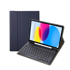 For iPad 11 2025 / 10th Gen 10.9 2022 YA10B Lambskin Texture Bluetooth Keyboard Leather Tablet Case with Pen Slot, YA10B