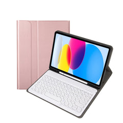 For iPad 11 2025 / 10th Gen 10.9 2022 YA10B Lambskin Texture Bluetooth Keyboard Leather Tablet Case with Pen Slot, YA10B