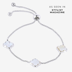 Mother Of Pearl Friendship Bracelet, 4 Leaf Clover