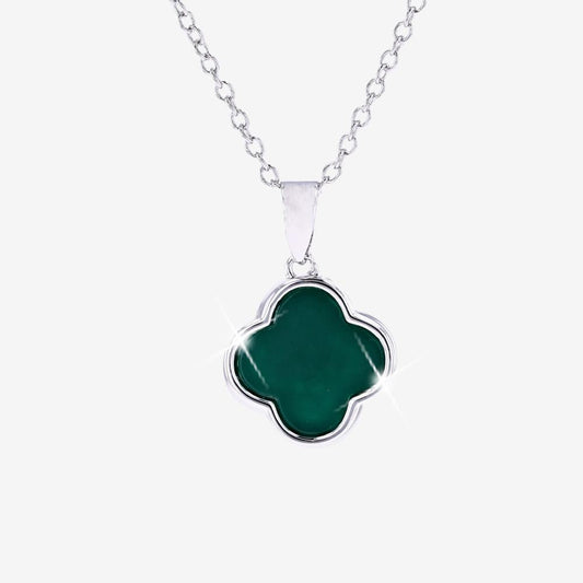 Real Agate 4 Leaf Clover Necklace