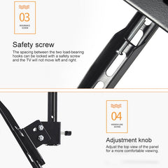 32-65 inch Universal Height & Angle Adjustable Single Screen TV Wall-mounted Ceiling Dual-use Bracket, Retractable Range: 0.5-2m