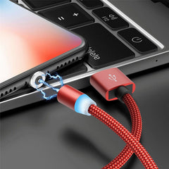 2 in 1 USB to 8 Pin + Micro USB Magnetic Metal Interface Nylon Braided Charging Cable, Length: 1m, 1m