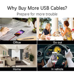 2 in 1 USB to 8 Pin + Micro USB Magnetic Metal Interface Nylon Braided Charging Cable, Length: 1m, 1m