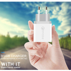 SDC-30W 2 in 1 USB to USB-C / Type-C Data Cable + 30W QC 3.0 USB + 2.4A Dual USB 2.0 Ports Mobile Phone Tablet PC Universal Quick Charger Travel Charger Set, EU Plug, with USB-C / Type-C Cable, EU Plug