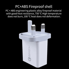 SDC-30W 2 in 1 USB to USB-C / Type-C Data Cable + 30W QC 3.0 USB + 2.4A Dual USB 2.0 Ports Mobile Phone Tablet PC Universal Quick Charger Travel Charger Set, UK Plug, with USB-C / Type-C Cable, UK Plug