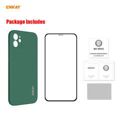 For iPhone 12 Hat-Prince ENKAY ENK-PC0682 Liquid Silicone Straight Edge Shockproof Case + 0.26mm 9H 2.5D Full Glue Tempered Glass Film, For iPhone 12