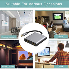 ZS-SGSHDMI USB-C / Type-C to Dual HDMI Adapter, USB-C / Type-C to Dual HDMI