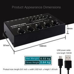 5 In 5 Out Audio Signal Selector Sound Mixing Distribute Device Input Independent Switch, 5 In 5 Out