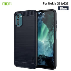 MOFI Gentleness Series Brushed Texture Carbon Fiber Soft TPU Case, For Sony Xperia 1 IV, For Sony Xperia 10 IV, For OnePlus Ace / 10R 5G, For Nokia G11 / G21, For OPPO A57 4G / A57 5G / A77 5G