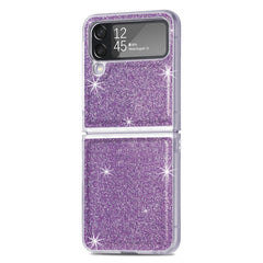 For Samsung Galaxy Z Flip4 JUNSUNMAY Glitter Leather Skin PC Folding Phone Case