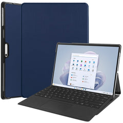 For Microsoft Surface Pro 9 JUNSUNMAY Custer Solid Color 3-Fold Stand Leather Tablet Case