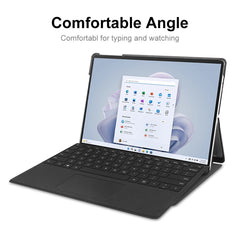 For Microsoft Surface Pro 9 JUNSUNMAY Custer Solid Color 3-Fold Stand Leather Tablet Case