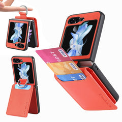 JUNSUNMAY Litchi Leather Skin PC Folding Phone Case, For Samsung Galaxy Z Flip6 / Flip7 FE, For Samsung Galaxy Z Flip5