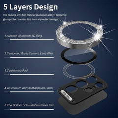 ENKAY Hat-Prince 9H Rear Camera Lens Glitter Aluminium Alloy Tempered Glass Film, For Samsung Galaxy S24 Ultra 5G, For Samsung Galaxy S24+ 5G, For Samsung Galaxy S24 5G