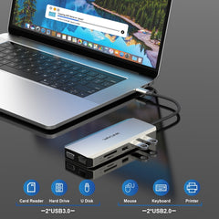 WAVLINK WL-UMD301 12 in 1 Multi-port Adapter 2*HDMI+1*VGA Triple Display USB-C Hub Dock