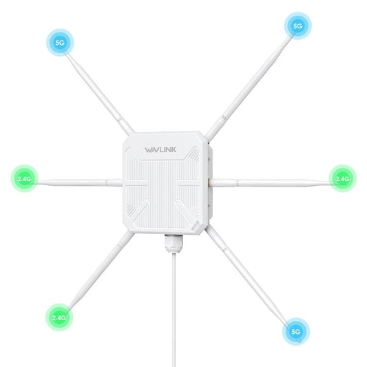 WAVLINK WN588HX3 AX3000 Outdoor WiFi Extender with 6 Antennas Dual Band WiFi Repeater, US Plug, UK Plug, EU Plug, AU Plug