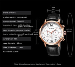Ochstin 6105 Multi Function Watch Business Leisure Men Watch Waterproof Timing Quartz Watch Belt Watch