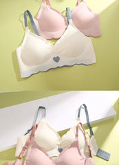 3Pcs Adjustable Beauty Back Bra Intimates Gather No Steel Ring Sports Anti-Sagging Bra French Color Contrast Seamless Underwear