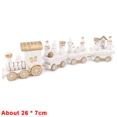 Wooden Train Christmas Ornaments Santa Cake Decoration Merry Christmas Navidad New Year Party Table Decoration Kids Gifts Toys