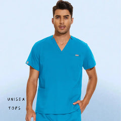 Hospital Nursing Uniform Surgery Scrubs Tops Women Short Sleeved Shirts Dental Clinic Workwear Nurse Blouse Doctor Clothes Black