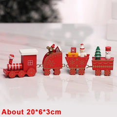 Wooden Train Christmas Ornaments Santa Cake Decoration Merry Christmas Navidad New Year Party Table Decoration Kids Gifts Toys